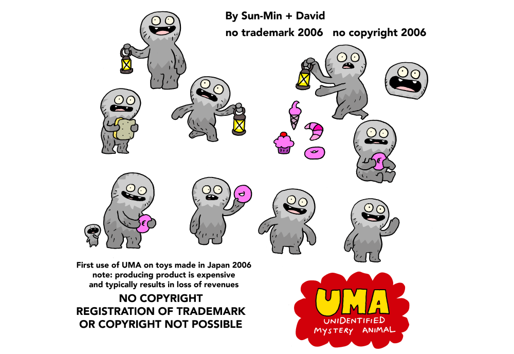 A single image with many UMAs on it in different poses